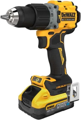 Produktbild von DEWALT POWERSTACK Schlagbohrmaschine - 2 x 18V 5Ah Akkus - DCD805H2T-QW