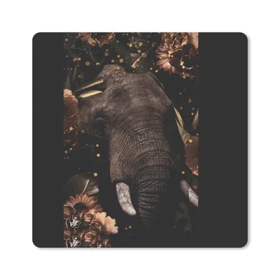 Produktbild von MuchoWow® Mauspad Mousepad Elefant - Tiere - Blumen - Licht 20x20 cm - Mousepads - Maus Mat - Pad - Mausunterlage - Desk Mat - Bureauartikeln