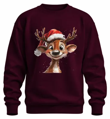 Produktbild von Rentier Weihnachten Lustig Rudolph Santa Weihnachtsmann Sweatshirt Pullover, Burgundy, 3XL