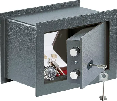 Image de Burgwächter Coffre-fort mural avec clé - Coffre-fort encastrable Pure Safe PSW 110 K - mini coffre-fort pour fixation murale, acier anthracite