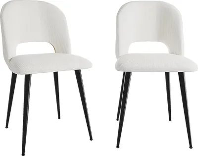 Image de lot de 2 chaises de salle à manger Chaise de salon Chaise de cuisine Fauteuil rembourré avec pieds en métal crème