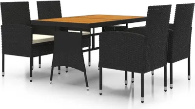 Produktbild von vidaXL 5-tlg. Garten-Essgruppe Poly Rattan Schwarz