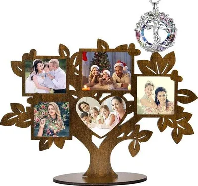 Image de Support photo en bois "Arbre de la vie" pour plusieurs photos - Style vintage