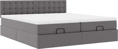 Produktbild von Ottoman-Bett mit Matratzen Grau 180x200 cm Kunstleder
