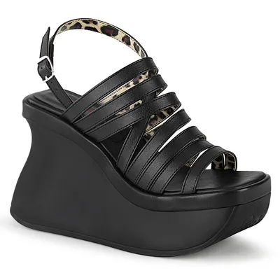 Zdjęcie produktu dla PACE-33 DemoniaCult wegańskie sandały damskie na platformie slingback o wyglądzie czarnej skóry