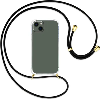 Produktbild von Handykette Backcover-Schutzhülle mit Band (Metall goldfarben) für Apple iPhone 14 Plus (6.7'') - schwarz