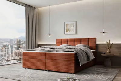 Produktbild von 99rooms Bergamo Boxspringbett Cordstoff AMBIENCE Terracotta 160x200 cm ohne Topper