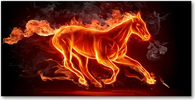 Produktbild von Tulup® Leinwandbild - 140x70 cm - Wandkunst - Drucke auf Leinwand - Leinwanddruck  - Tiere - Rot - Pferd in Flammen