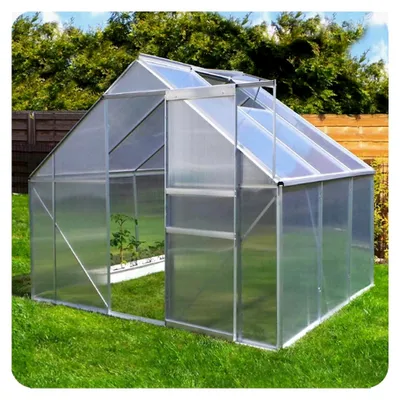 Produktbild von Aluminium Gewächshaus 250x190 cm - 4,75 m² mit Fundament - 6mm Verglasung, Silber