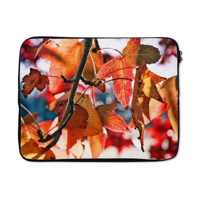 Produktbild von MuchoWow® Laptop Hülle 17 Zoll Laptoptasche Ahorn - Blätter - Rustikal - Herbst - Zipper - Schutzabdeckung