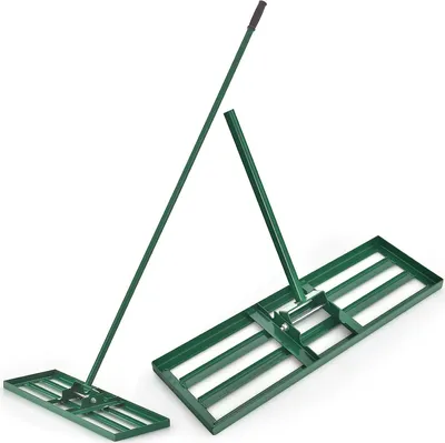 Produktbild von COSTWAY Kovové hrábě na vyrovnávání trávníku, nářadí na trávník s ergonomickou rukojetí, vyrovnávání písčité půdy 75x25cm