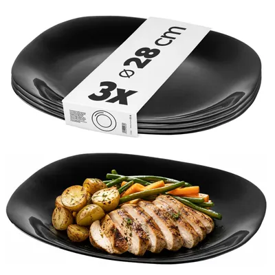 Produktbild von KADAX Teller 'Moiano", schwarze Speiseteller, Teller 28cm, drei Stücke