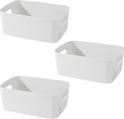 Produktbild von Set von 3 kleinen Aufbewahrungskörben - Organizer - 19 x 13,5 x 7,5 cm - weiß