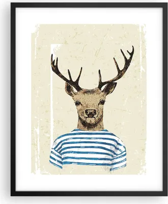 Produktbild von Gerahmtes Poster - Schwarzer Rahmen - Hipster Anthropomorphismus Hirsch - 40x50 cm - Wand Bild - Wanddeko - Wandbilder - Wandposter - Bilderrahmen - Bilder - Kunstdruck - Wandbild - P2BPA40x50-4227