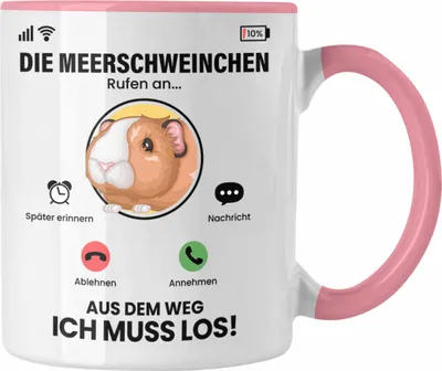 Produktbild von Trendation - Die Meerschweinchen Rufen An Tasse Geschenk für Meerschweinchen Züchter Besitzer Geschenkidee Lustig Spruch (Rosa)