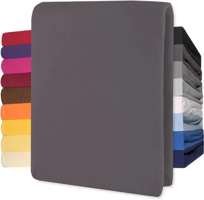 Productafbeelding van Lucina Hoeslaken Jersey Katoen Stretch 30cm Hoge Hoek - antraciet 90x200cm - 100x200cm