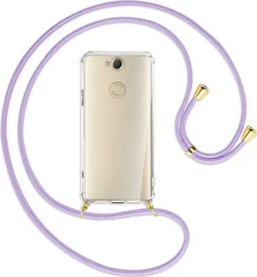 Produktbild von Handykette Backcover-Schutzhülle mit Band (Metall goldfarben) für Sony Xperia XA2 Plus - violett