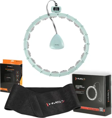 Produktbild von HMS HHM14 Hula-Hoop-Massageset mit Gewichten und Zähler und Schlankheitsgürtel BR163 grün