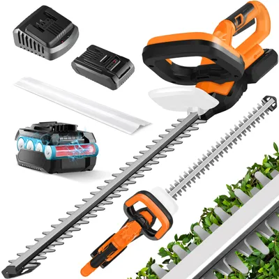 Produktbild von MASKO® Akku Heckenschere Profi Hecken & Strauchschere 57cm Schnittlänge Inkl. 21V Akku 2,0 Ah & Ladegerät kabellos Elektro-Heckenschere 27mm Zahnabstand Dual Schnittklingen Verstellbarer Griff
