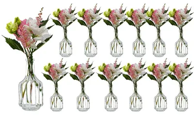 Mini-Glasvasen-Set, 12 Stück, transparent, Höhe 13 cm, Ø 6 cm