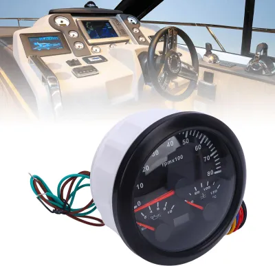 Obrázek produktu pro 3 v 1 otáčkoměr 85 mm, 8000 ot./min, 40 až 120 °C, teplota vody, 0,10 bar, tlak oleje, 7barevné podsvícení pro automobily, nákladní automobily, lodě, černý ciferník CX8289B