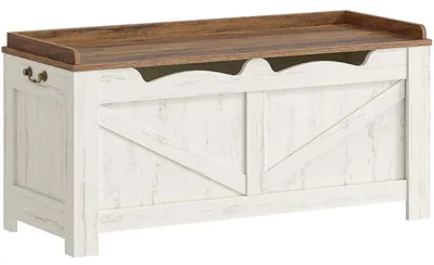 Zdjęcie produktu dla Ławka z miejscem do przechowywania, 100 cm, biało-brązowa, wymiary: 40 x 100 x 48 cm