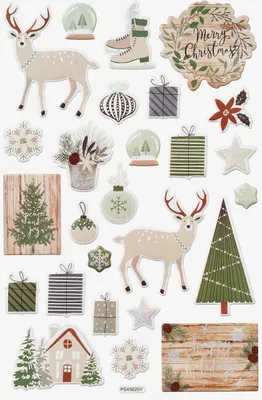 Produktbild von Selbstklebende Sticker mit Weihnachts- und Festtagsmotiven, ca. 1,4 bis 6,2 cm