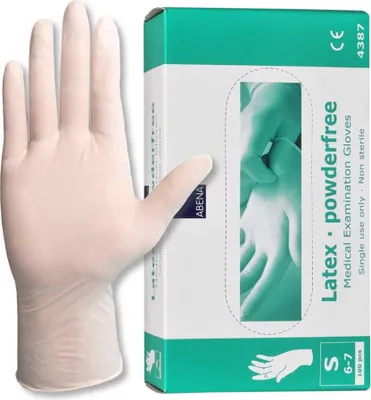 Produktbild von ABENA Latex-Handschuhe puderfrei (VPE: 100 Stück)>>>>Gr. S