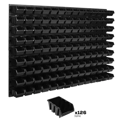 Produktbild von Lagersystem Wandregal 1152 x 780 mm | 126 stck. Box | Stapelboxen Schüttenregal Sichtlagerkästen | Extra Starke Wandplatten | Regal Erweiterbar | Werkstattregal Lagerregal Werkstattwandregal Steckregal