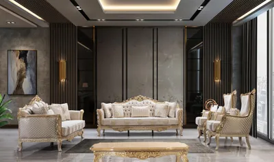 Productafbeelding van Chesterfield Barock Couch Klassische Wohnzimmer Möbel Komplett Set 5tlg