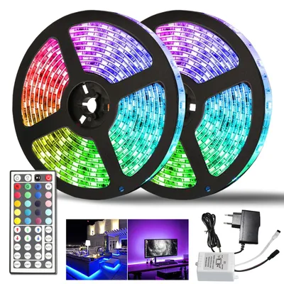 Produktbild von Yakimz 10M LED Streifen set , RGB LED Stripe 5050 SMD, LED Strip 30 LEDs, LED Band Nicht wasserdicht(IP20), mit 44 Tasten Fernbedienung