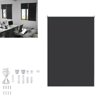Image de Store occultant XINZI Store à enrouleur Store à tirage latéral, store occultant sans perçage ni vissage, pour fenêtres et portes (110 x 210 cm, noir)