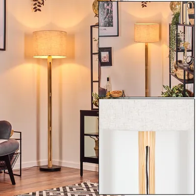 Produktbild von Schiavonea Stehlampe aus Holz/Metall und Schirm aus Stoff