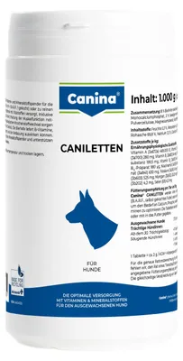 Produktbild von Canina Caniletten, Hund, Puder, Gesundheit der Knochen, Zahnpflege, Allgemeiner Gesundheitszustand, Gesundheit der Muskeln, Junior, Kalzium, Topf