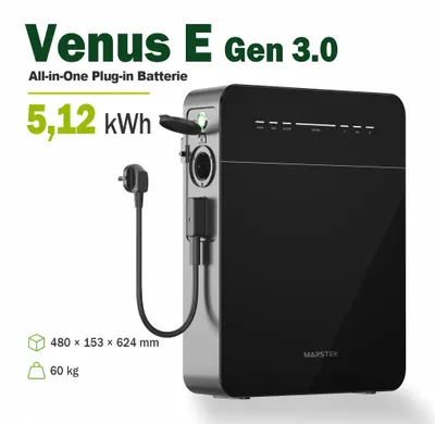 Produktbild von MARSTEK Venus E Gen 3.0 Stromspeicher 5,12 kWh, AC-gekoppelter Plug-in Energiespeicher, 2500W Leistung, LiFePO4 Batterie, Notstrom, IP65
