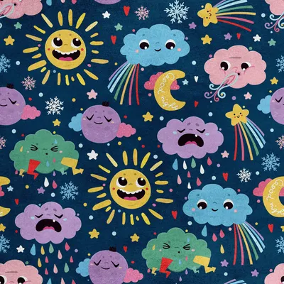 Produktbild von Royal Samt Stoff Polyester Zum Nähen - Motiv Wettersymbole