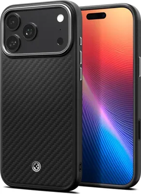 Produktbild von Spigen Enzo Aramid T (MagFit), Cover, Apple, iPhone 17 Pro Max, 17,5 cm (6.9"), Schwarz, Silber