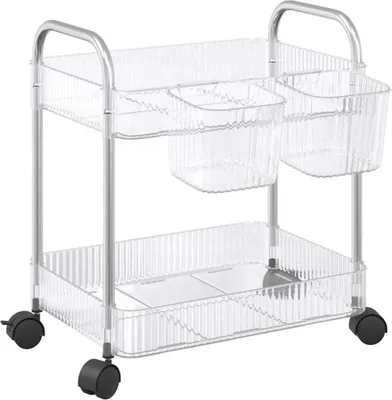Produktbild von vidaXL Aufbewahrungswagen 2 Etagen Transparent 37x28x43,5 cm Acryl