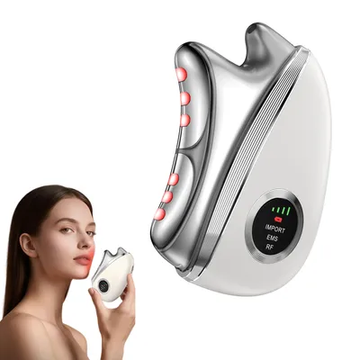 Produktbild von 4in1 Elektro Gua Sha Gesichtsgerät Mikrostrom-Nacken-Gesichtsmassagegerät LED Gua Sha Gesichtsschabgerät zur Hautstraffung