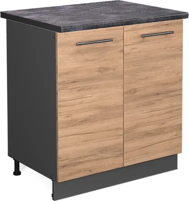 Image de Meuble bas sous-évier Vicco Fame-Line Chêne de force doré 80cm , PT Anthracite, Model 45528