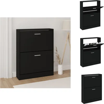 Image de vidaXL Armoire à chaussures noire 59x17x81 cm Bois composite - Étagères à chaussures & Armoires à chaussures