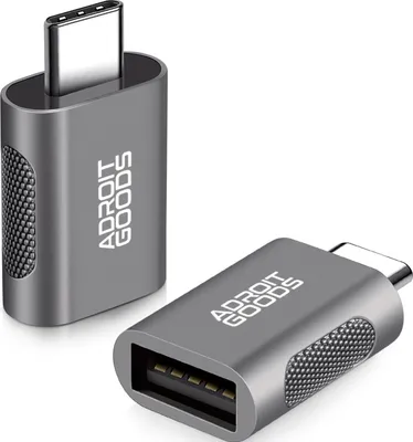 Produktbild von AdroitGoods 2x USB-C auf USB-A Adapter - USB 3.1 - Konverter - Aluminium Grau - Silikongriff