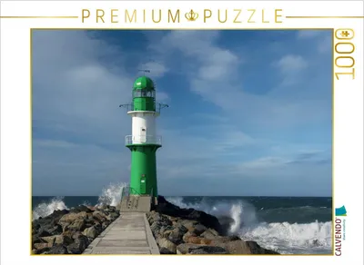 Produktbild von CALVENDO Puzzle Leuchtturm in Warnemünde | 1000 Teile Lege-Größe 64x48cm Foto-Puzzle für glückliche Stunden
