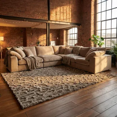 Produktbild von riess-ambiente Hochflor Teppich DUNE 230x160cm taupe Polyester Baumwolle Faux-Fur Hoch-Tief-Effekt