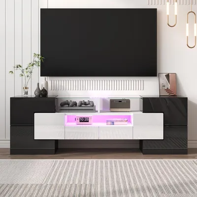 Produktbild von Lowboard, 145/30/51 cm, TV-Schrank, Fernsehtisch, Fernsehschrank für Wohnzimmer, stehend, glänzend