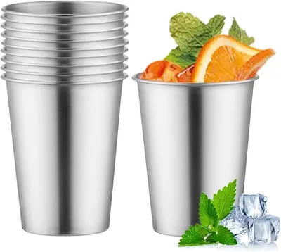 Image de Gobelets de camping de 350 ml, lot de 10, en acier inoxydable, empilables, pour les fêtes