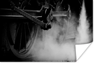 Produktbild von MuchoWow® Poster Schwarz-Weiß-Fotografie eines Dampfzuges 120x80 cm - Bilder