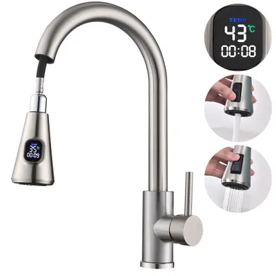 Produktbild von Homelody Wasserhahn Küche mit 2 Strahlarten,360° Drehbar Küchenarmatur,Edelstahl Spültischarmatur,Hochdruck Armatur,Mischbatterie Küche Matt Gebürstet