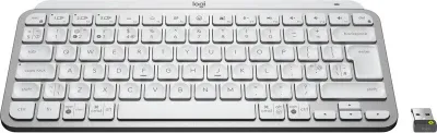 Produktbild von Logitech MX Keys Mini For Business, Kabellos, RF Wireless + Bluetooth, Scherenschalter, QWERTY, LED, Grau