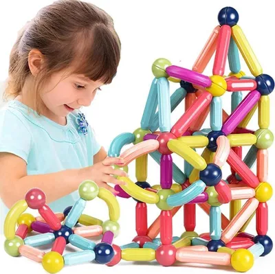 Produktbild von 42-teiliges Set Magnetische Bausteine, Magnet Spielzeug, Magnetic Building Set, Bausteine ab Montessori, für Kinder ab 3 Jahren